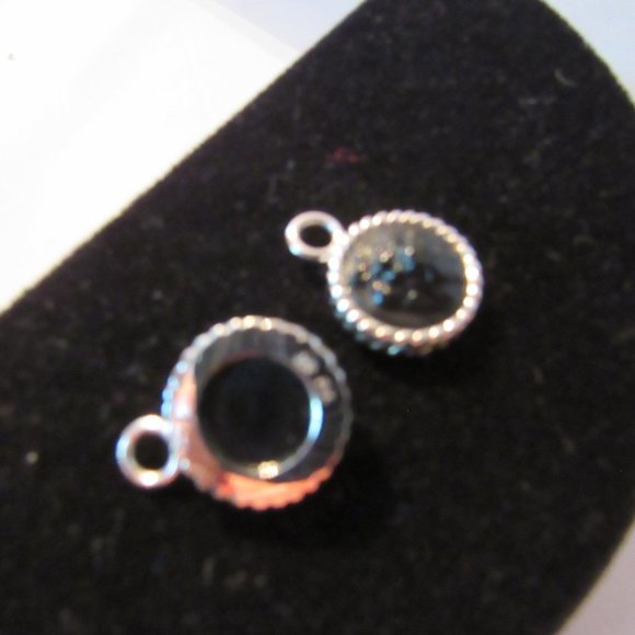 Custom 14K White Gold Black Intaglio Earring Charms - Stunning! - Picture 6 of 16